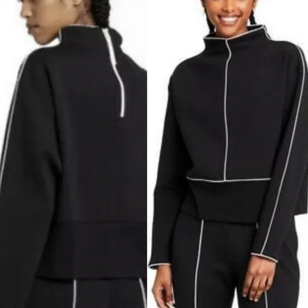 Victor Glemaud X Target Black Mock Neck Contrast Trim Long Sleeve Top